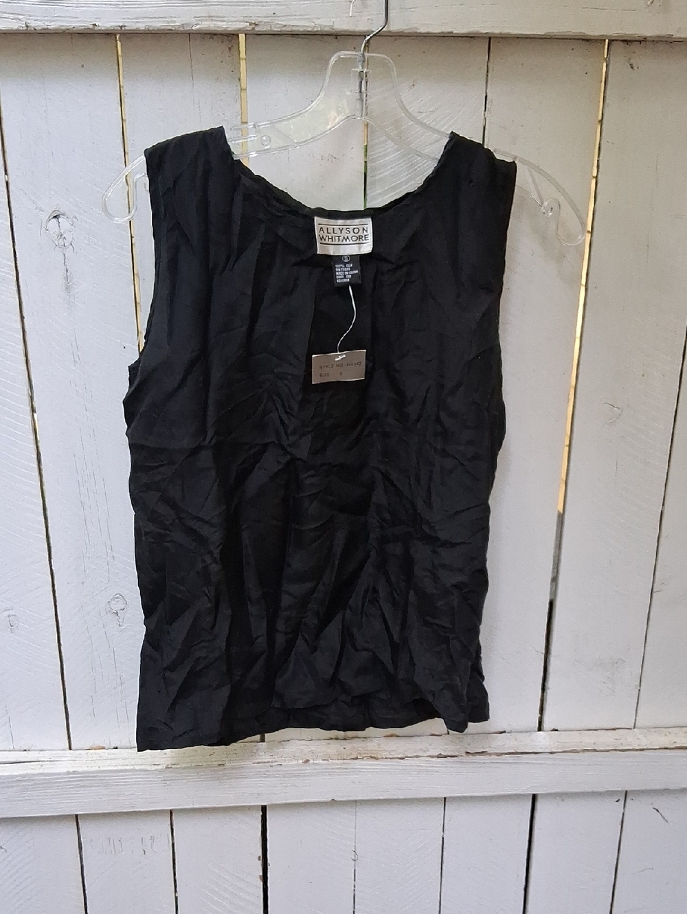 Allyson Whitmore Black Silk Sleeveless Shell Top